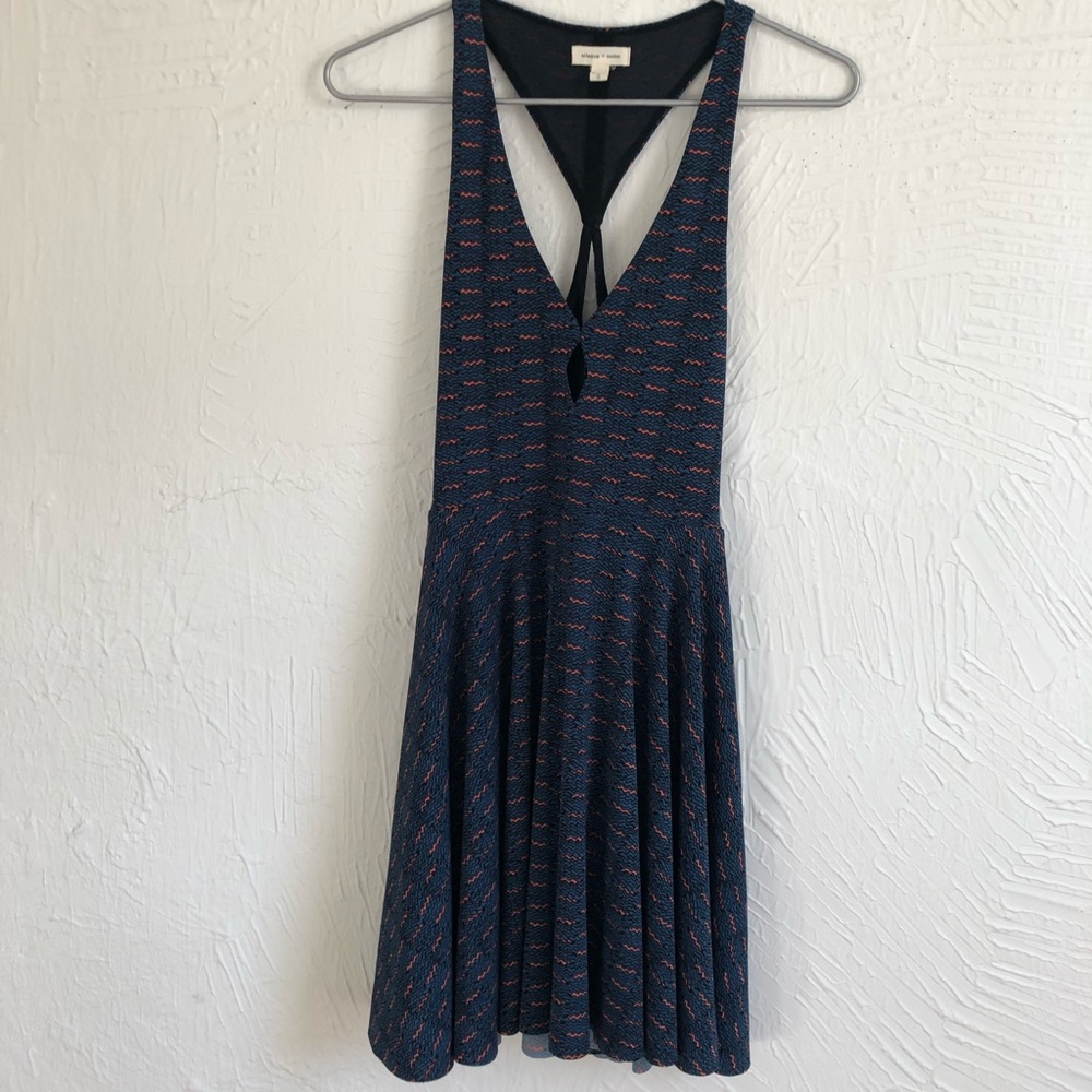 UO Silence + Noise Navy Dress Orange Zig Zags